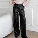 Chic Wide Faux Leather Trousers for Women