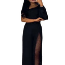 Chic Women's Jumpsuit with Sheer Inserts and Sequin Detail