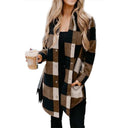 Chic Check Print Long Blouse with Button Detail