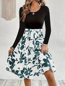 Floral Midi Dress with Smocked Bodice