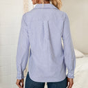 Chic Striped Women's Blouse with Button Accents