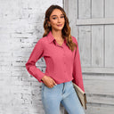 Chic Women's Long-Sleeve Blouse with Textured Design