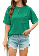 Textured Women's T-Shirt with Pocket Detail