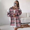 Ruffle-Accented Checkered Women's Blouse