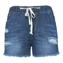 Stylish Women's Denim Shorts with Elastic Waistband