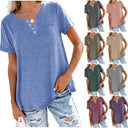 Stylish Women's T-Shirt with Button Accents and Relaxed Fit