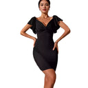 Chic V-Neck Mini Dress with Ruffle Accents