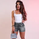 Elastic Waist Denim Shorts for Women