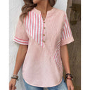 Striped Button-Up Blouse for Women