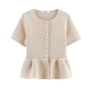 Floral Ruffle Short-Sleeve Blouse for Women