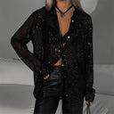 Shimmering Oversized Women's Blouse Top