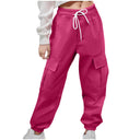 Women's Cargo Pants with Stretchy Waist and Side Pockets