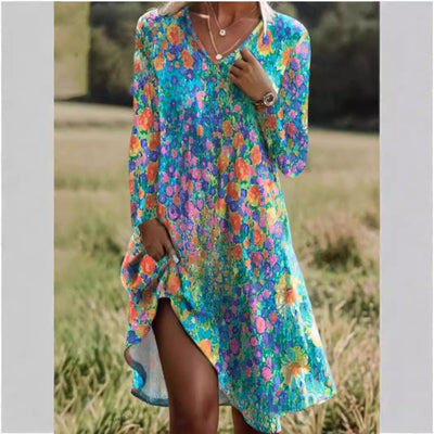 Chic Women's V-Neck Dress with Side Slit