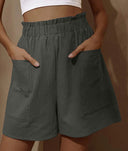 Women's Cotton Shorts with Elastic Waist and Convenient Pockets