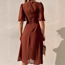 Chic Maxi Dress with Puff Sleeves and Slit