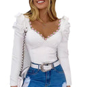Chic Puff Sleeve Blouse with Floral Neckline