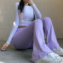 Women's Ribbed High Waist Flared Leggings