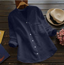 Women's Colorful Long Sleeve Blouse with Stylish Collar