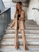 Chic High-Waist Blazer with Slit Design
