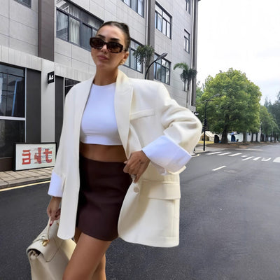 Chic Oversized Blazer Jacket with Pockets