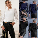 Chic Women's Blouse with Sheer Puff Sleeves