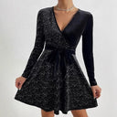 Chic Glittering Wrap Cocktail Dress for Women