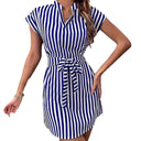 Chic Women's Striped Dress with Belt