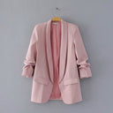 Chic Women's Blazer with Rolled Sleeves and Utility Pockets