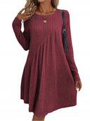 Chic Asymmetric Ribbed Dress for Women
