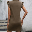 Chic Ruffle-Detail Women's Sleeveless Dress with Chest Pocket