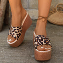Leopard Print Women's Wedge Sandals with Soft Sole