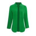 Chic Long Sleeve Blouse with Straight Cut and Trendy Lapels