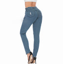 Chic High-Waist Skinny Jeans with Distressed Fringes