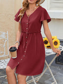 Chic Women's Button-Down Swing Dress with Pockets