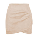 High-Waist Wrap Skirt in Plush Microfiber