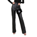 Chic High-Waist Faux Leather Wide-Leg Trousers for Women