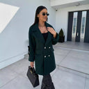 Chic Oversized Blazer with Double-Breasted Design and Handy Pockets