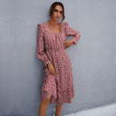 Floral Midi Dress with Ruffle Accents for Women