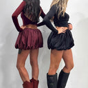 Women's Long Sleeve Ruffle Dress with Elastic Waist