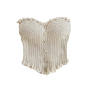 Ruffled Corset Top with Button Placket for Women
