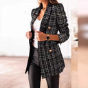 Chic Women's Tweed Blazer with Double-Breasted Buttons