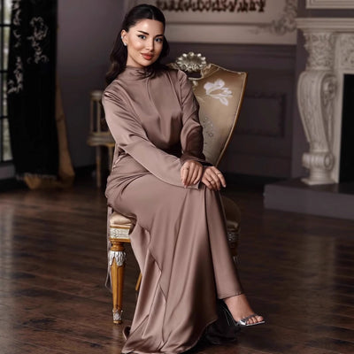 Chic High Neck Floor-Length Dress for Women