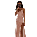 Chic Maxi Dress with High Slit and Draped Design