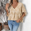 Summer Blouse for Women with Intricate Lacing and Relaxed Fit