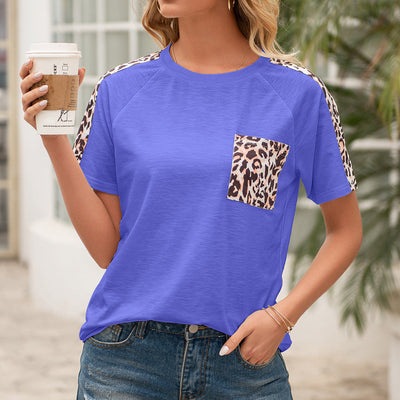 Trendy Women's Animal Print T-Shirt with Chest Pocket