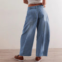 Women's Wide-Leg Denim Pants with Drawstring