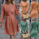 Chic Women's Dress with Adjustable Belt & 3/4 Sleeves