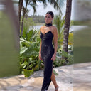 Chic Rhinestone-Adorned Evening Gown for Women