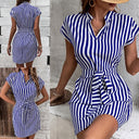 Chic Women's Striped Dress with Belt