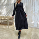 Women's V-Neck Maxi Dress with Stylish Slit